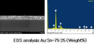 EDS analysis Au:Sn=75:25